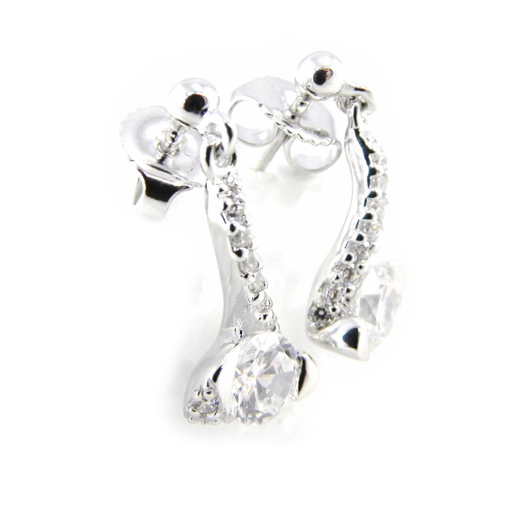 Boucles argent \'Scarlett\' blanc - [H3879]