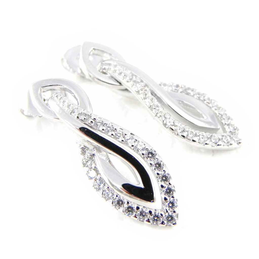 Boucles argent \'Scarlett\' blanc - [H4052]