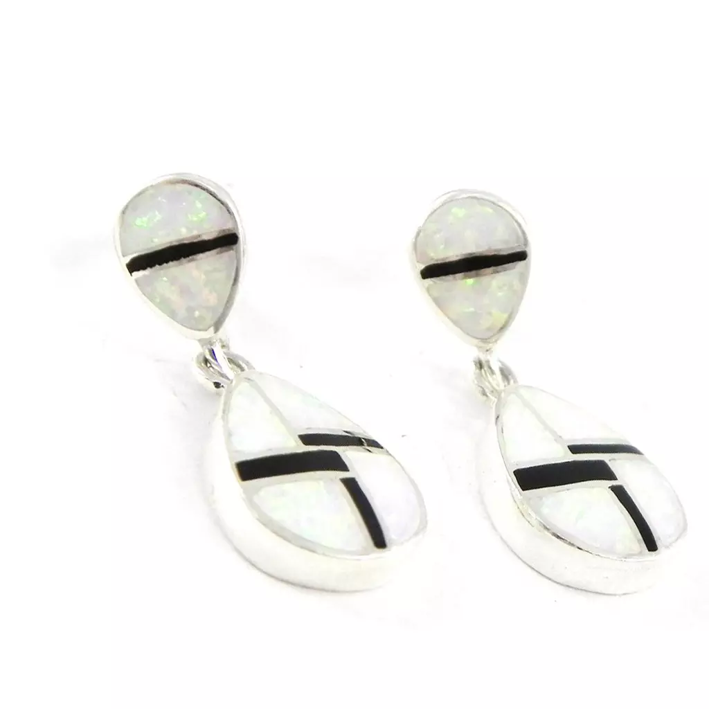 les trésors de lily Boucles Argent 'Chiyesa' opale onyx [H8303]