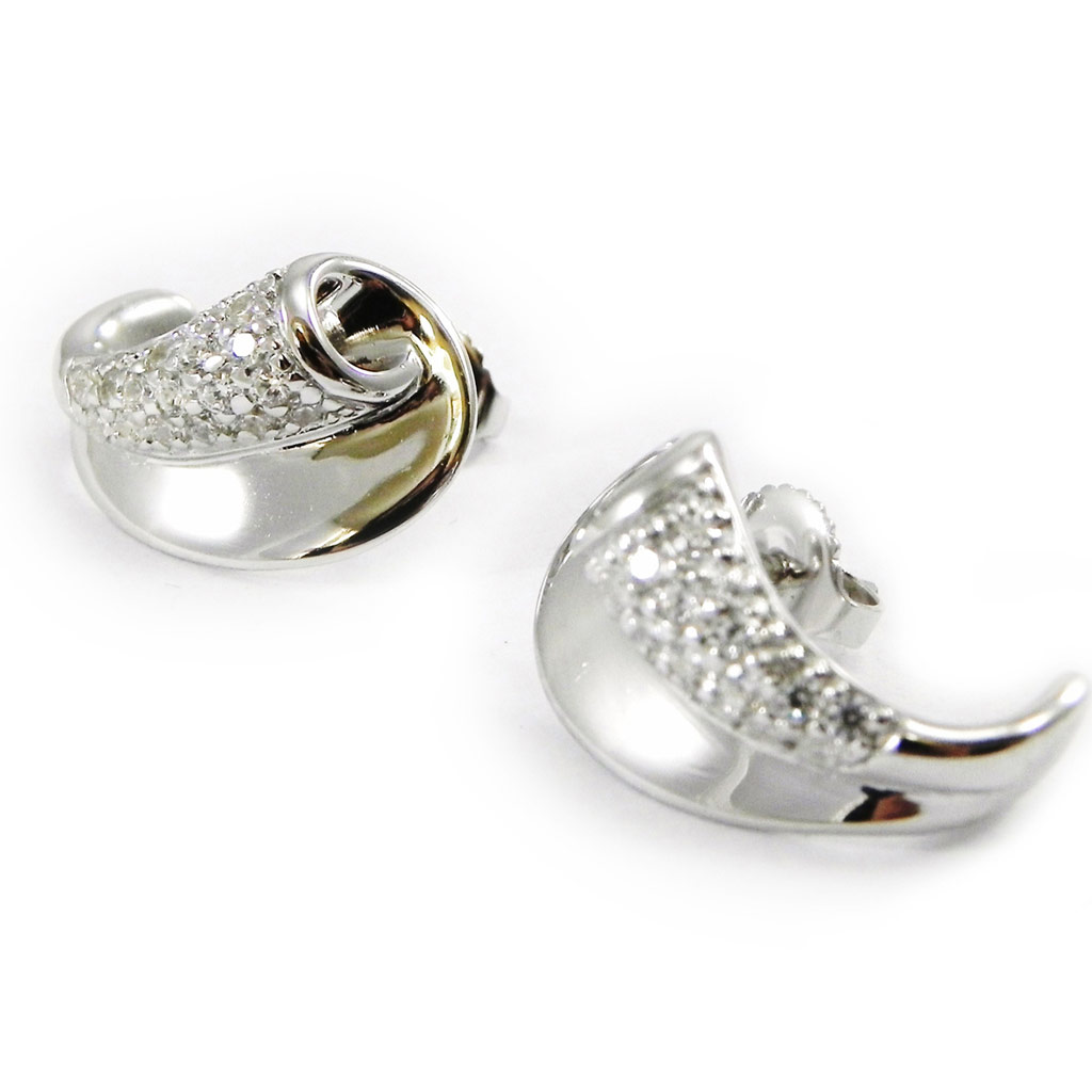 Boucles Argent \'Scarlett\' blanc - [I2984]