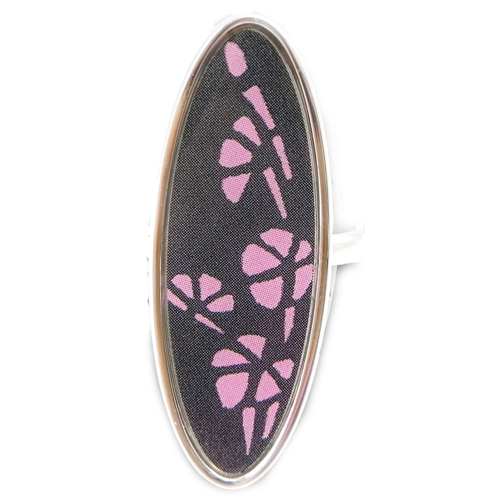 Bague argent \'Obao\' noir rose - [I3229]