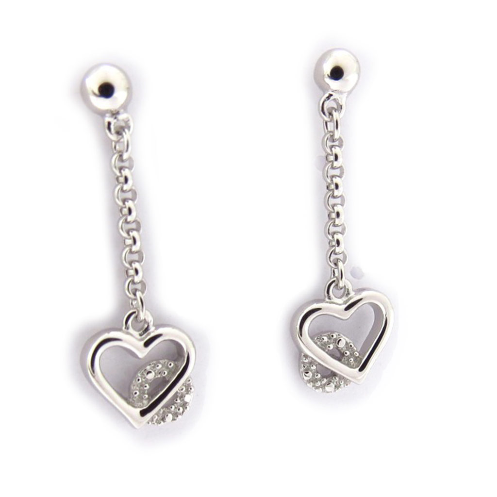Boucles Argent \'Love\' Blanc - [K4508]
