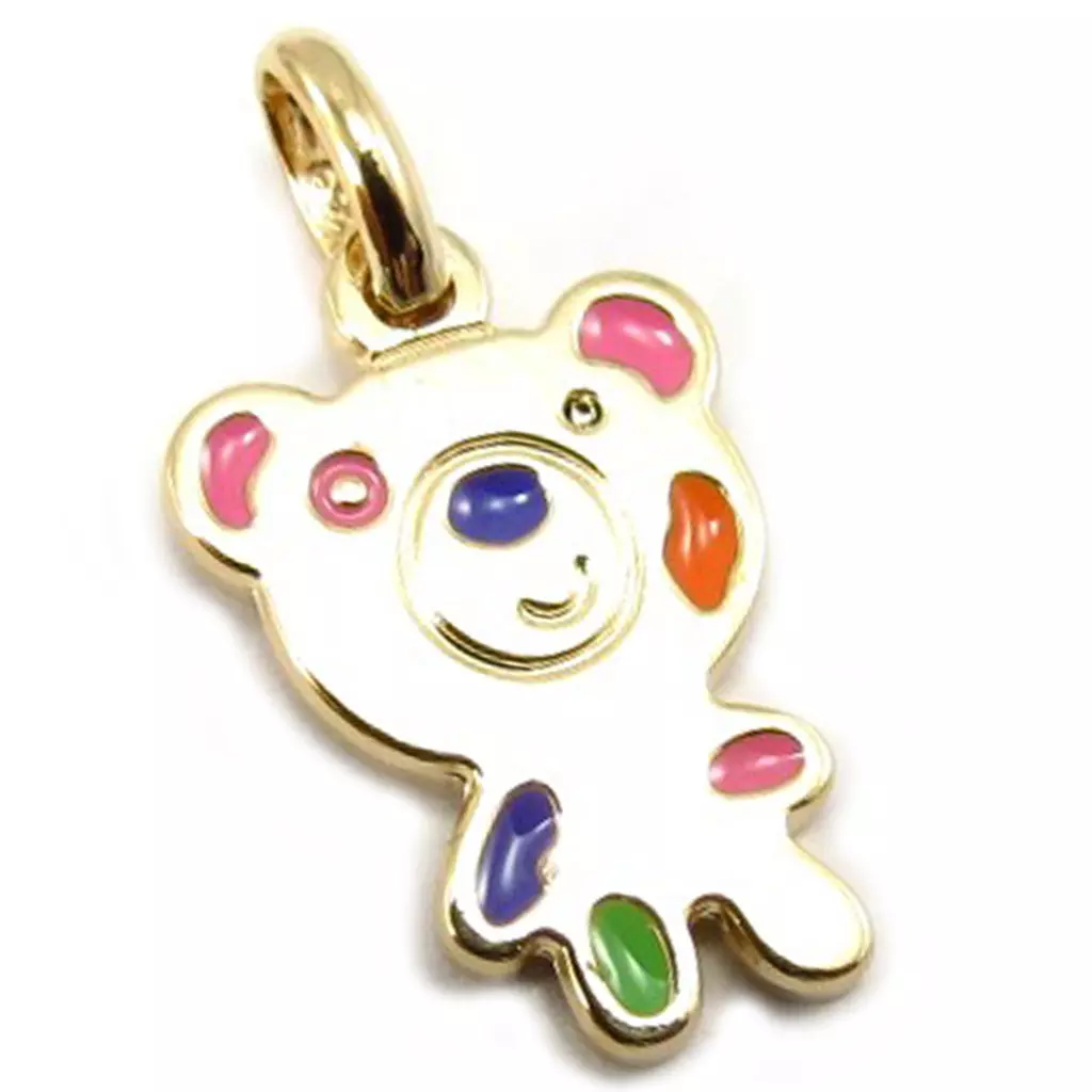les trésors de lily Pendentif plaqué or 'Ourson' multicolore [K4517]
