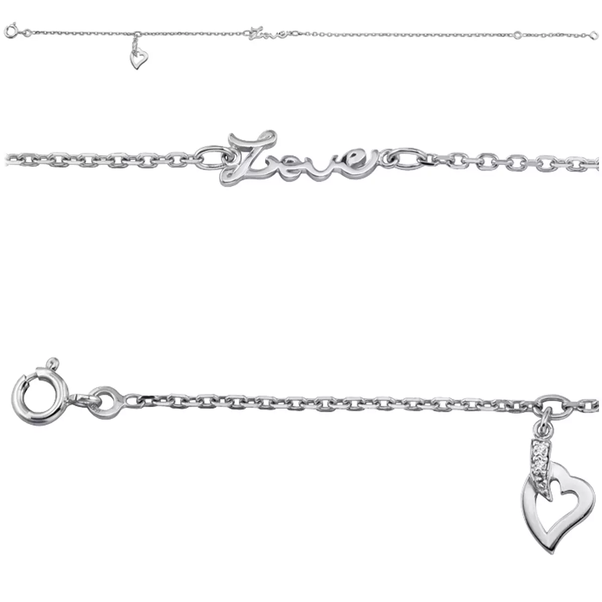 les trésors de lily Chaine cheville argent 'Love' [K4557]