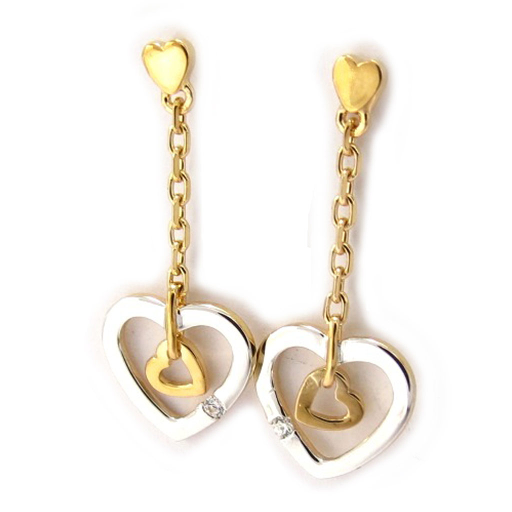 Boucles Plaqué Or \'Love\' 2 tons - [K6382]