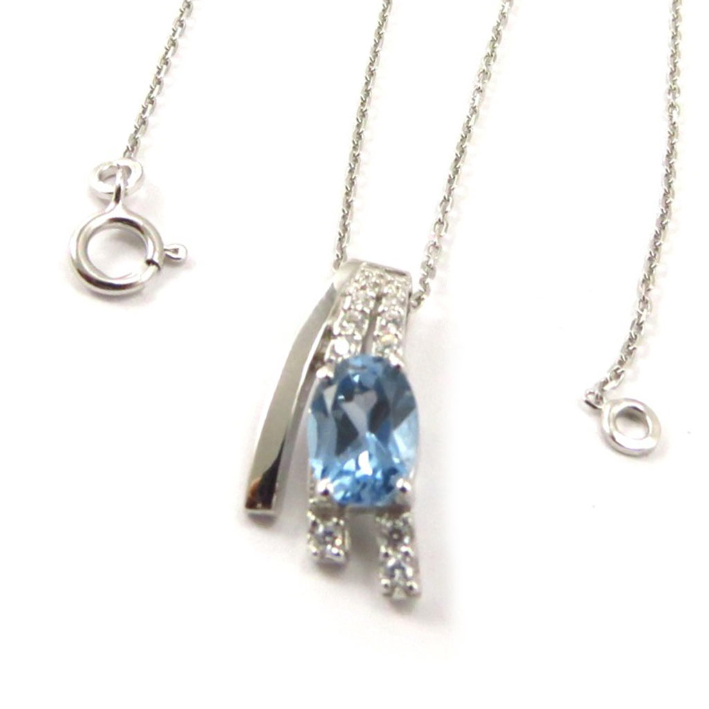 Collier Argent \'Scarlett\' topaze bleu  - [K6411]
