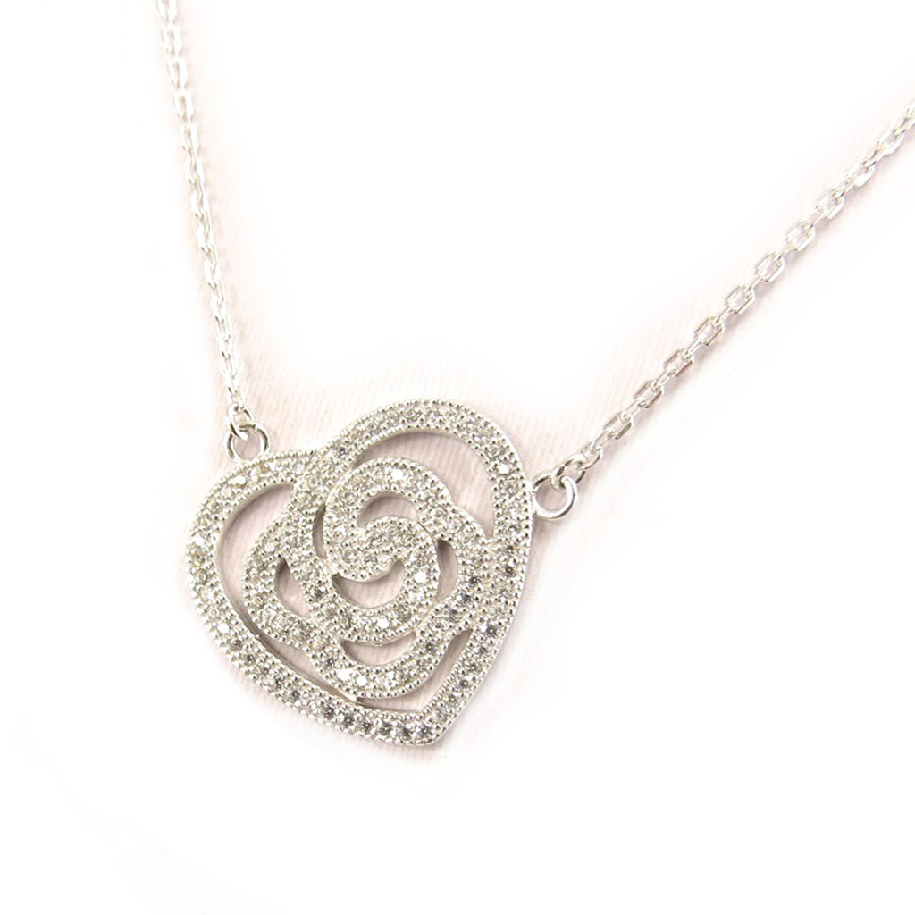 Collier argent \'Love\' blanc - [K9345]
