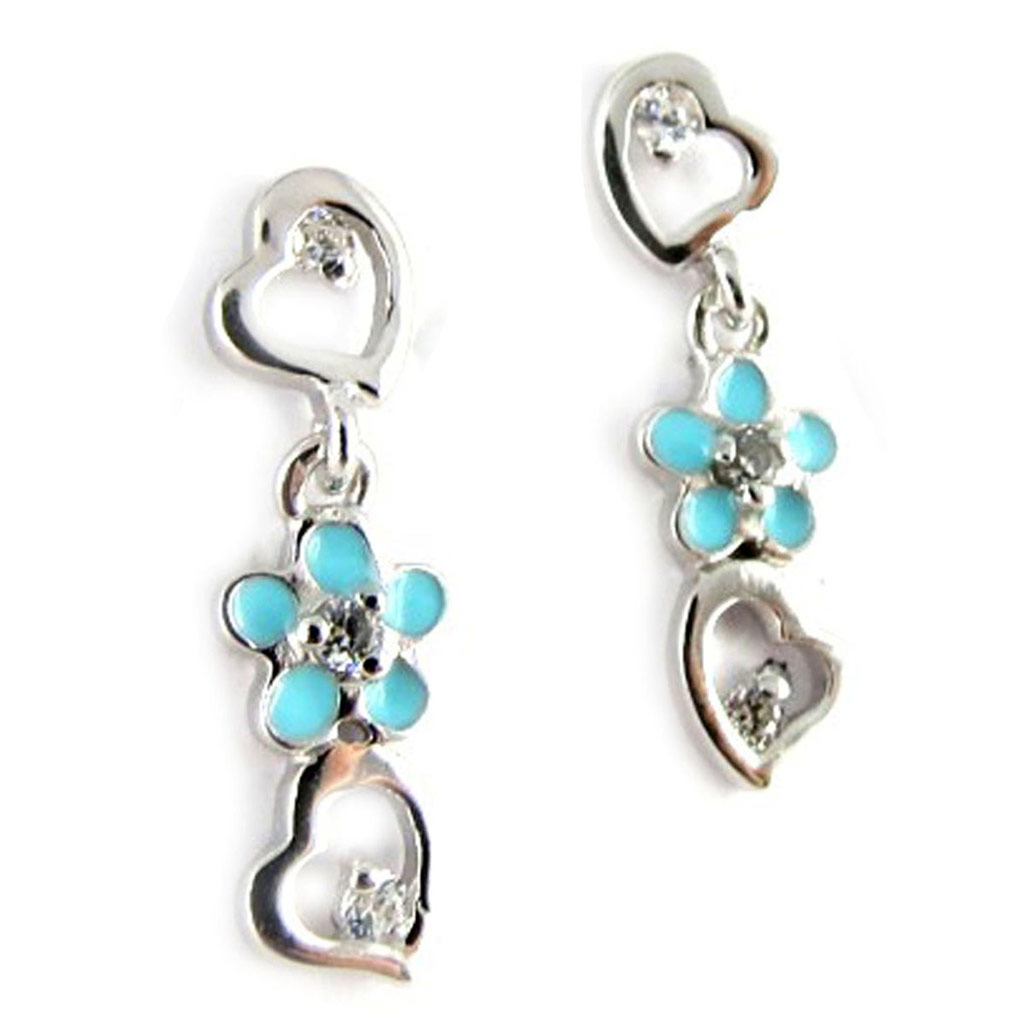 Boucles Argent \'Iphigénie\' turquoise - [K9425]