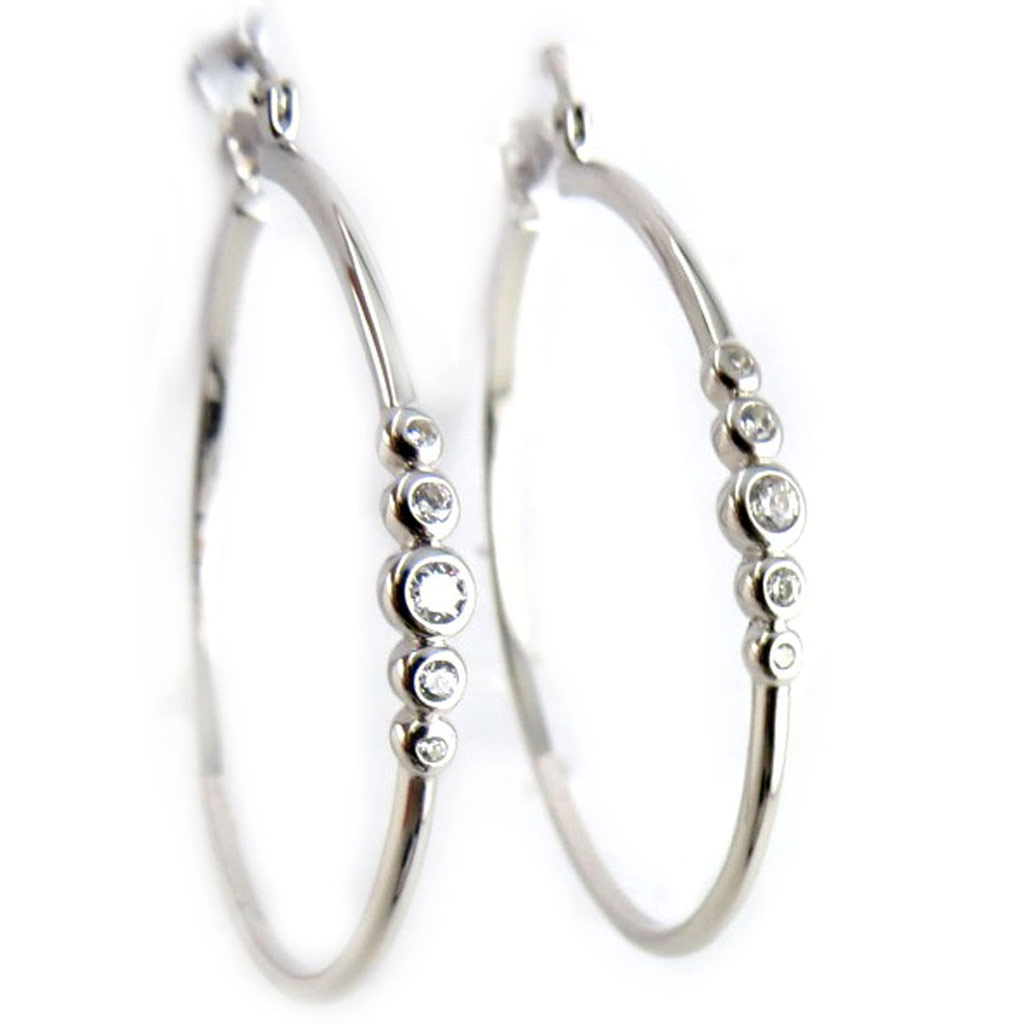 Créoles argent \'Déesse\' blanc - [K9431]