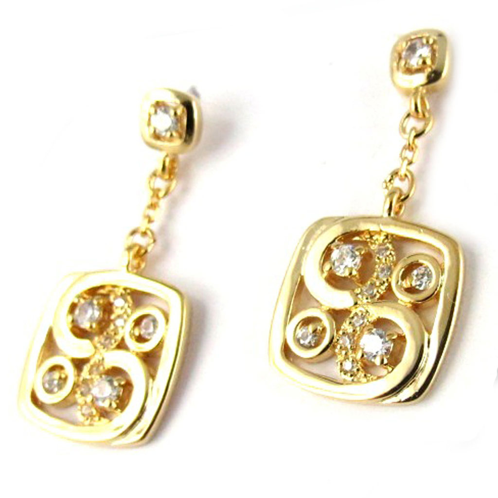 Boucles plaqué or \'Déesse\' doré - [K9617]