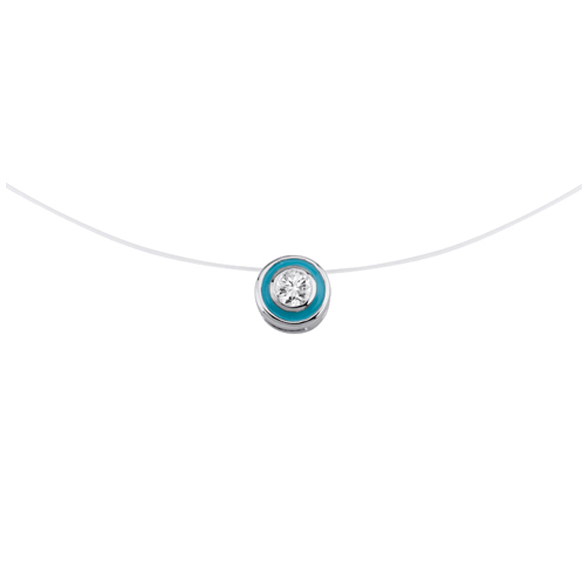 Collier Argent \'Tania\' turquoise - [L0171]