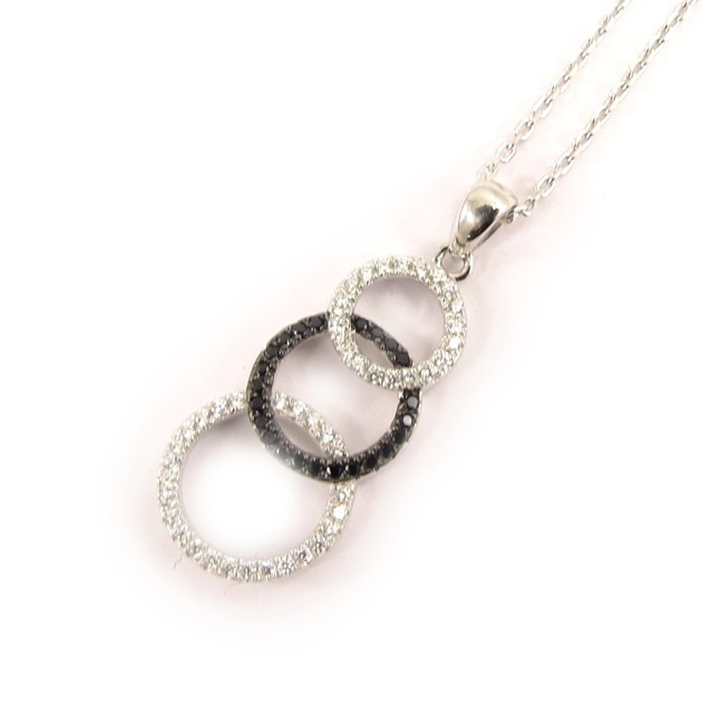 Collier Argent \'Scarlett\' noir blanc - [L0181]