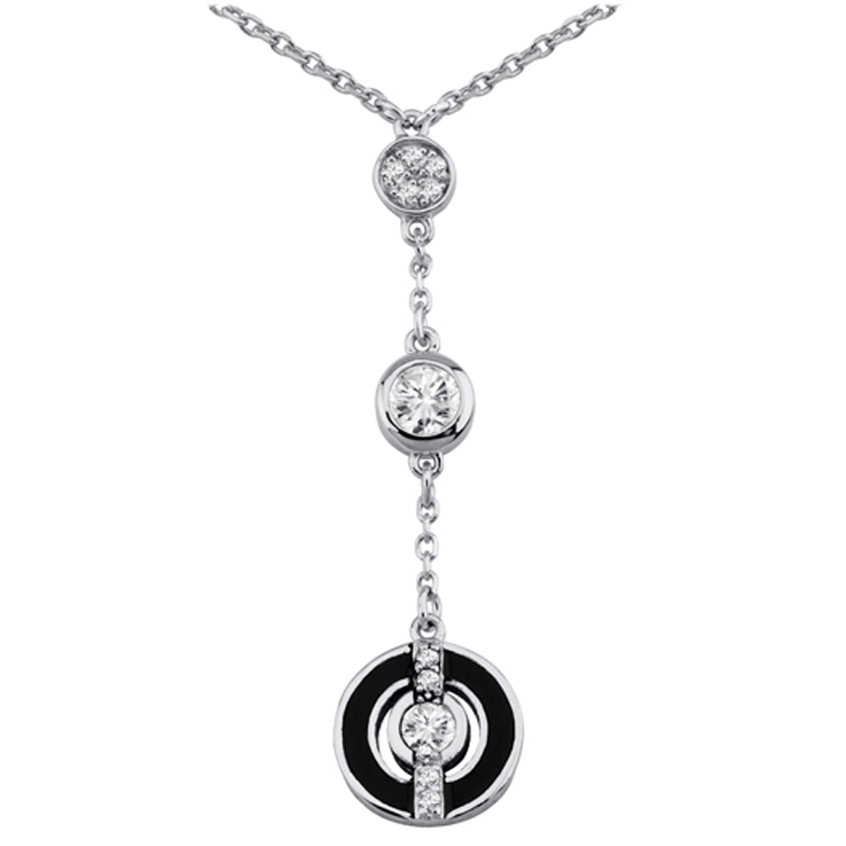 Collier Argent \'Déesse\' blanc noir - [L0183]