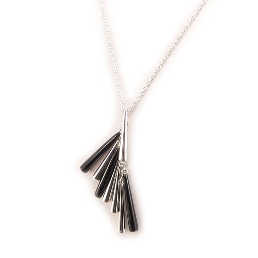Collier Argent \'Calypso\' noir argenté - [L0678]