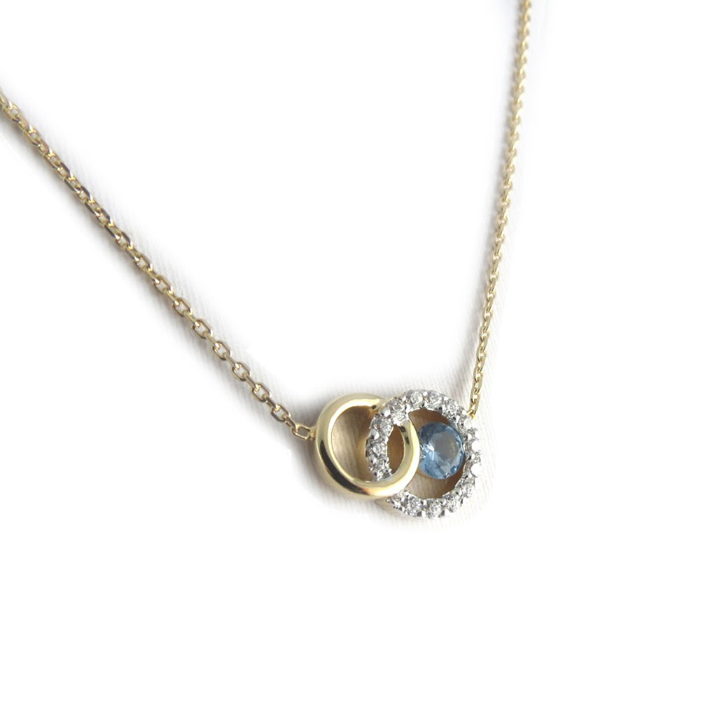 Collier Plaqué Or \'Scarlett\' topaze bleu - 10x14 mm - [L1309]
