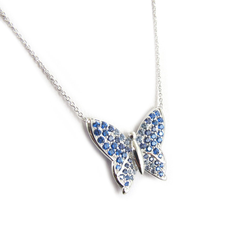 Collier Argent \'Papillon Lumière\' bleu - [L1363]