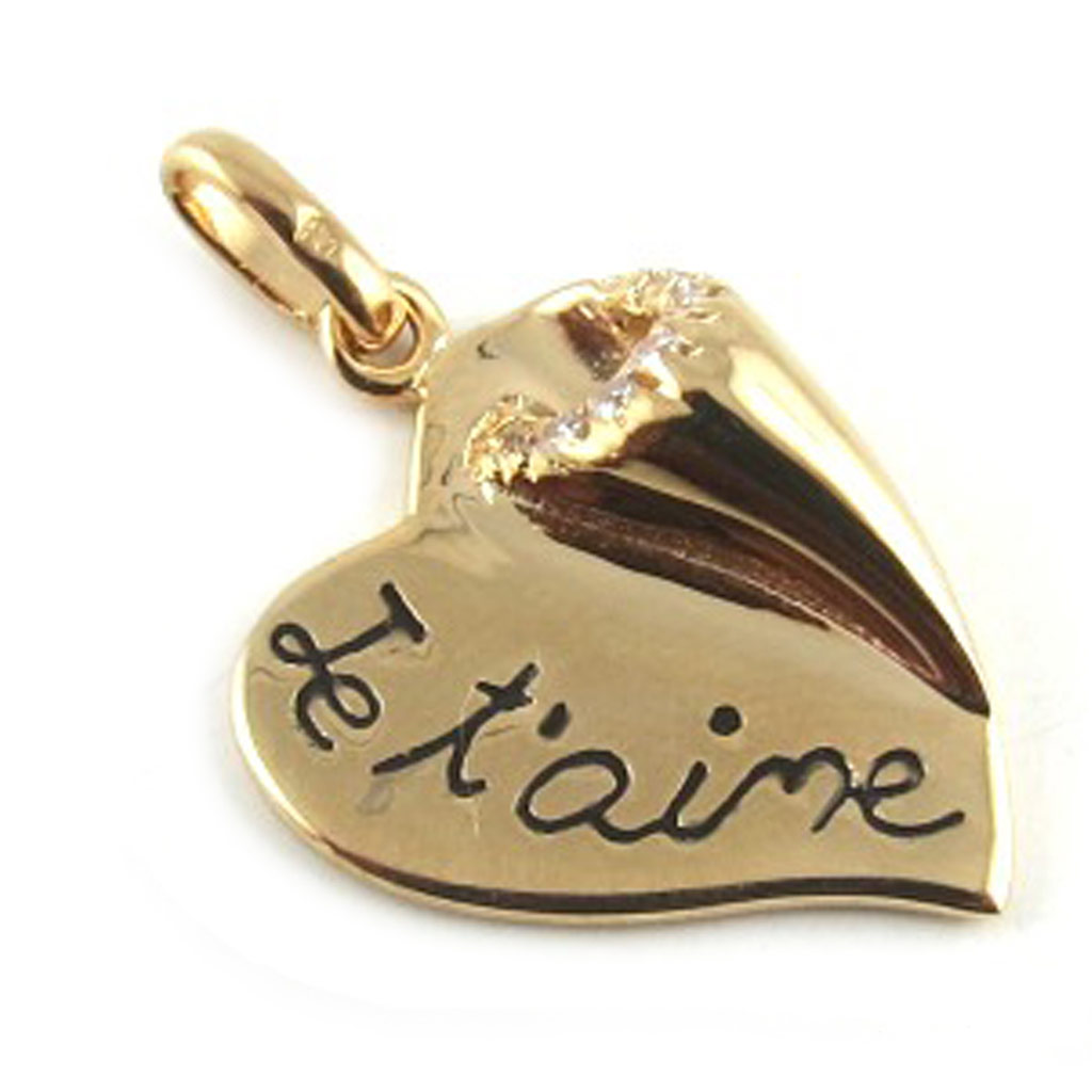 Pendentif plaqué Or \'Je t\'Aime\' doré - [L1681]