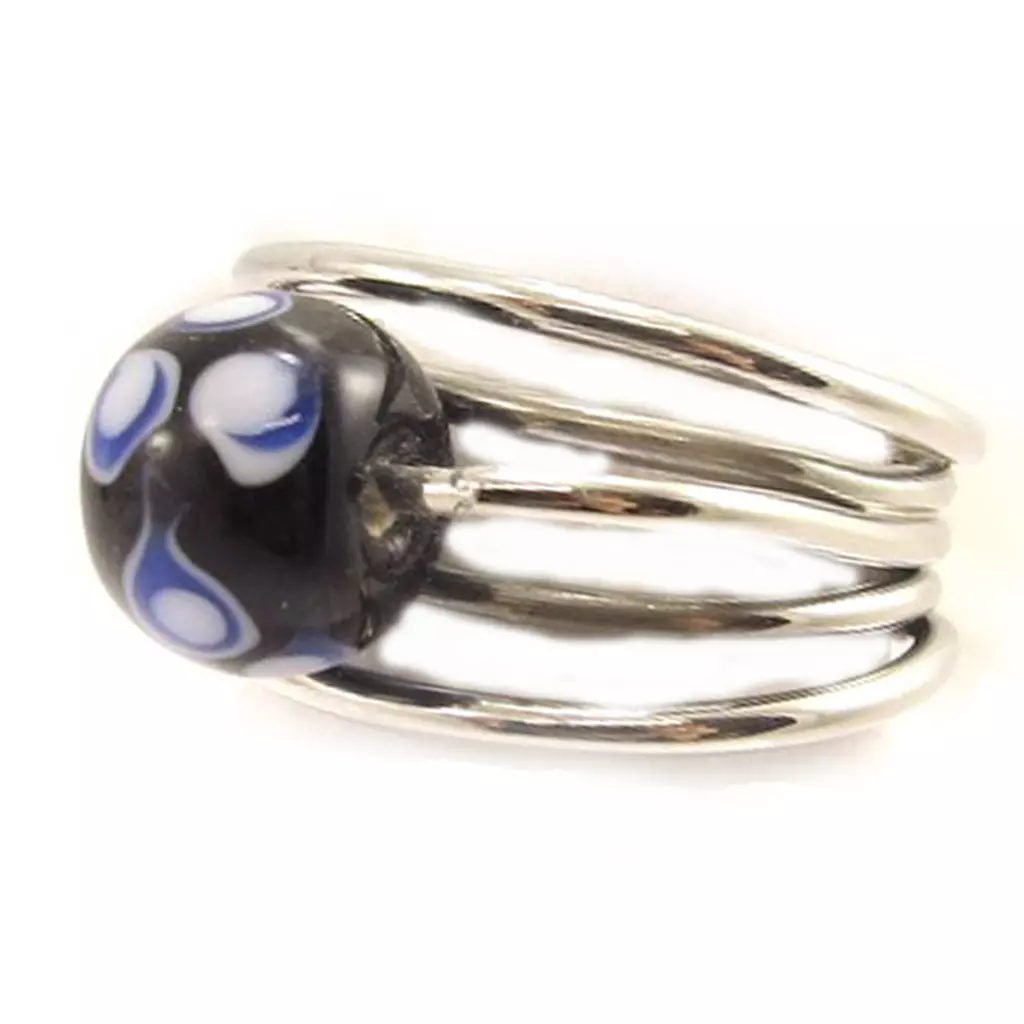 les trésors de lily Bague acier 'Calypso' bleu argenté [L2913]