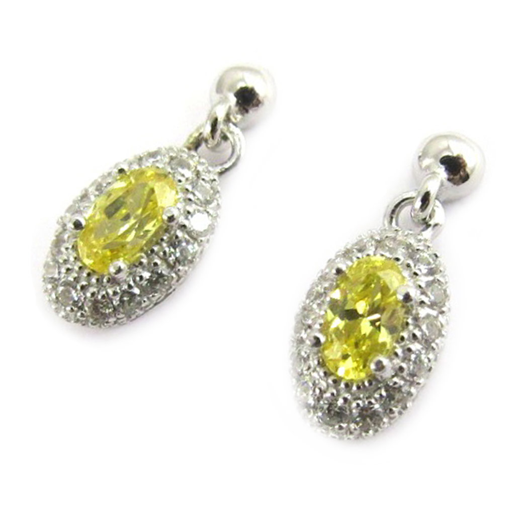 Boucles argent \'Scarlett\' jaune topaze blanc - [L2968]
