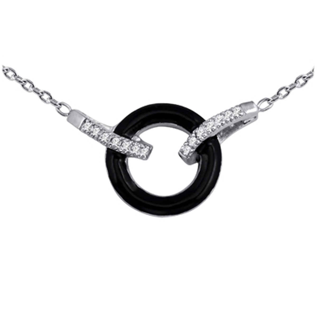 Collier argent \'Sissi\' noir blanc - [L5327]