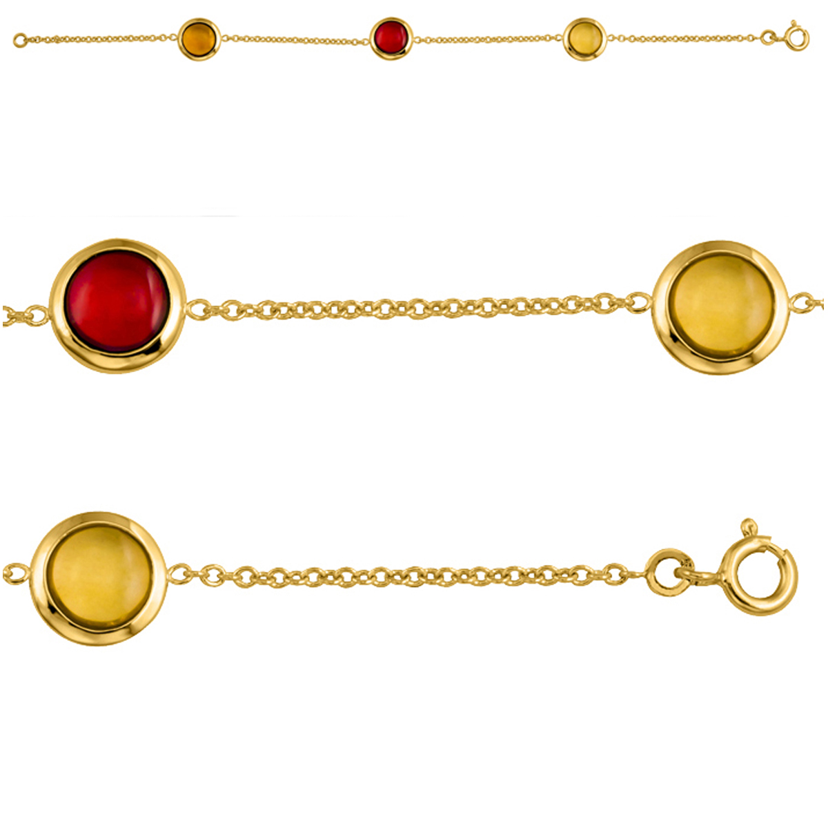 Bracelet Plaqué Or \'Angela\' rose orange jaune - [L7945]