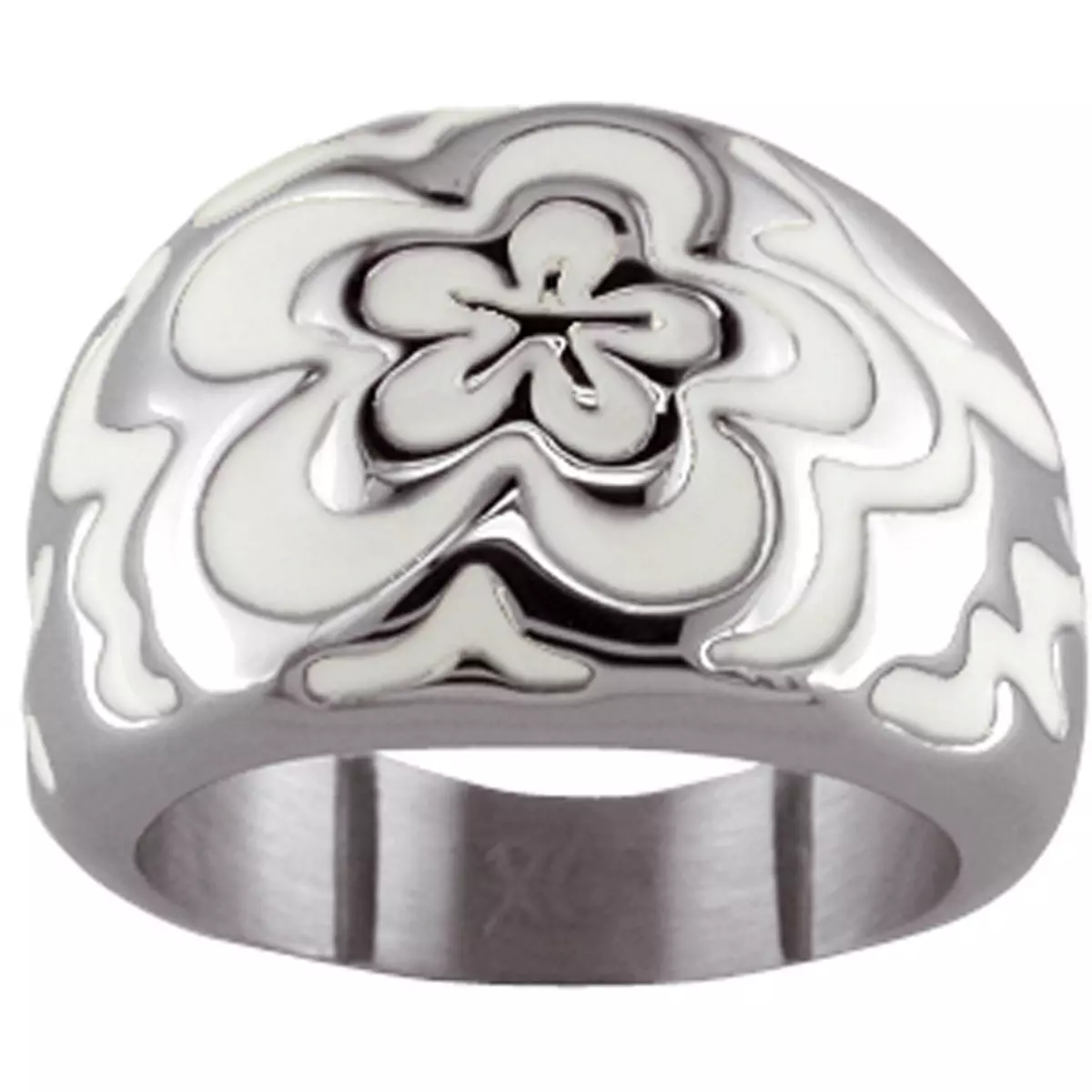 les trésors de lily Bague acier 'Calypso' blanc argenté [L7949]
