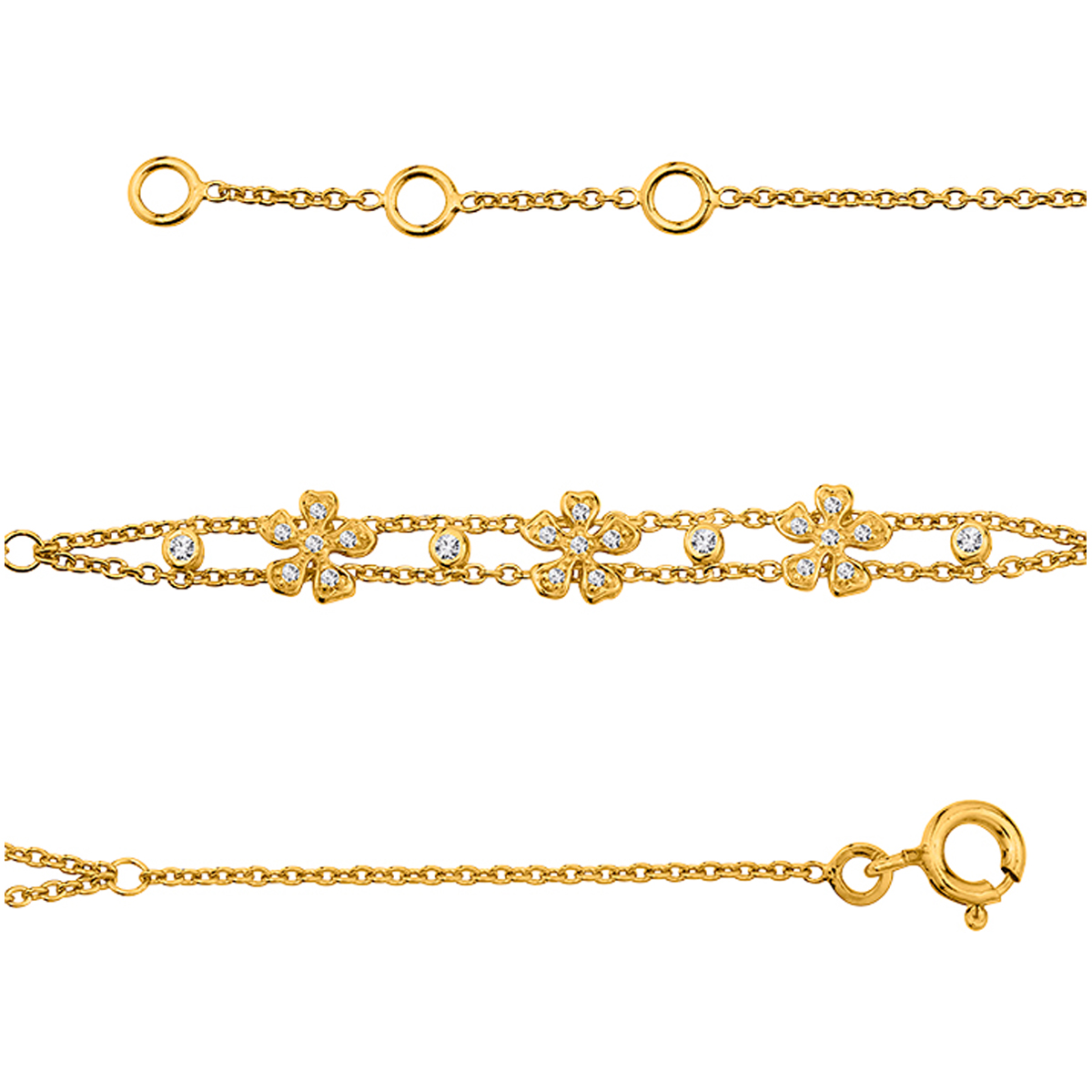 Bracelet plaqué or  \'Flora\'  - [M1132]