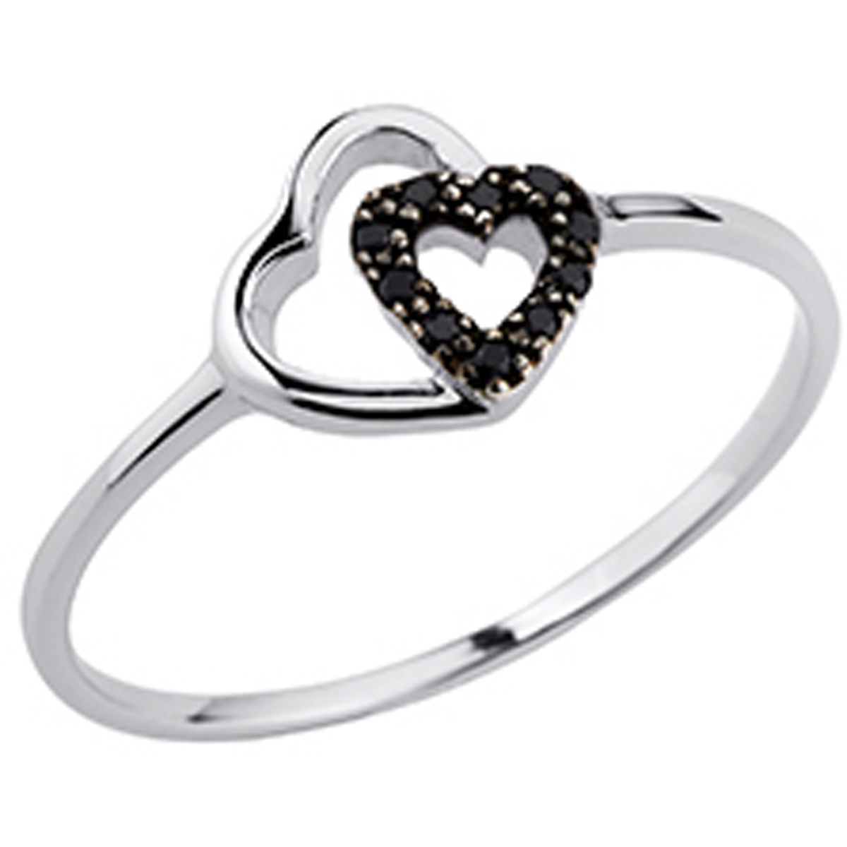 Bague Argent \'Love\' noir blanc  - [M1154]
