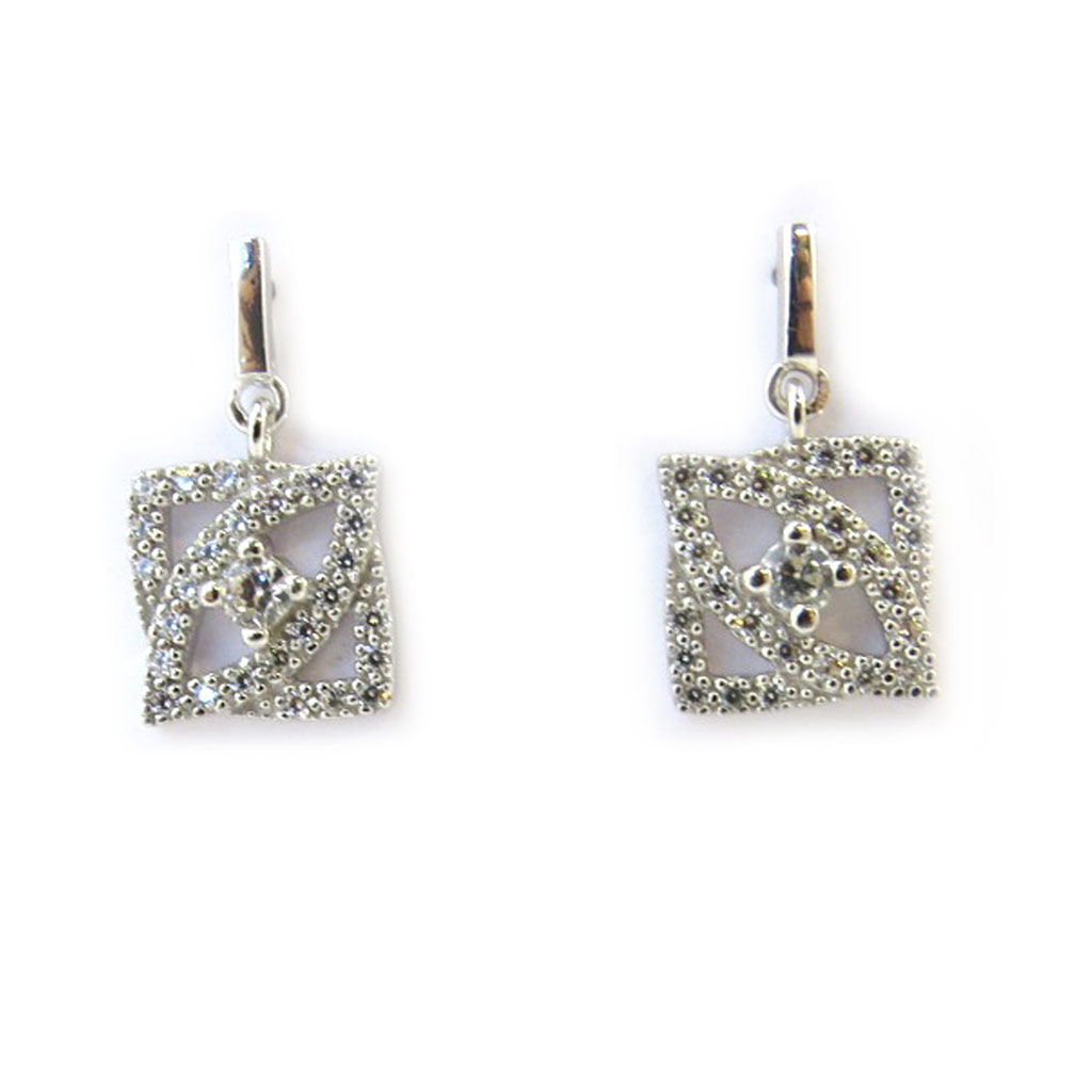 Boucles argent \'Scarlett\' blanc - [M1185]