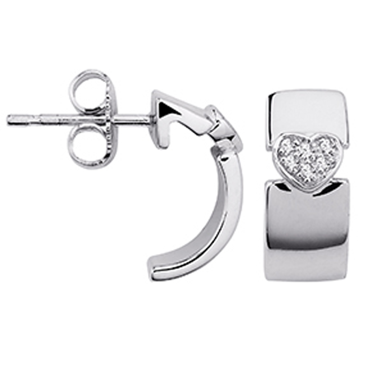 Demi créoles argent \'Love\' blanc - [M2709]