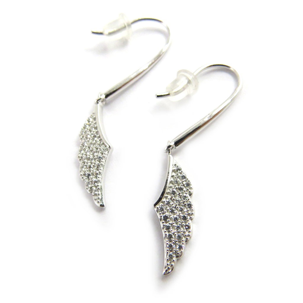 Boucles Argent \'Les Ailes d\'Ange\' blanc - [M5564]