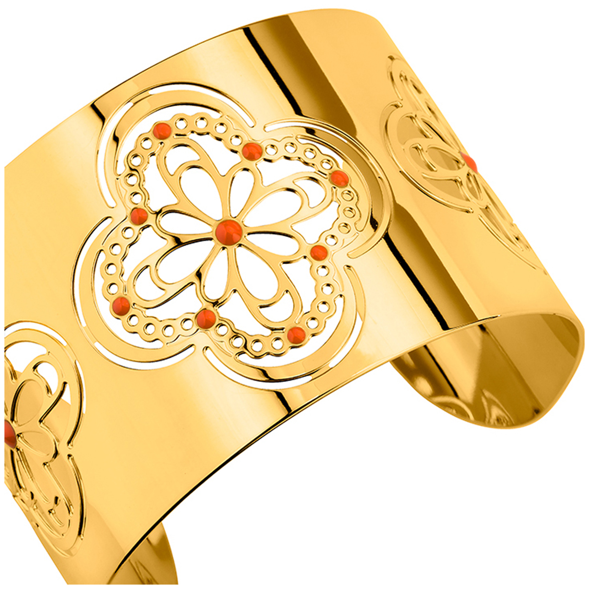 Bracelet plaqué or \'Carmen\' rouge - [M5887]