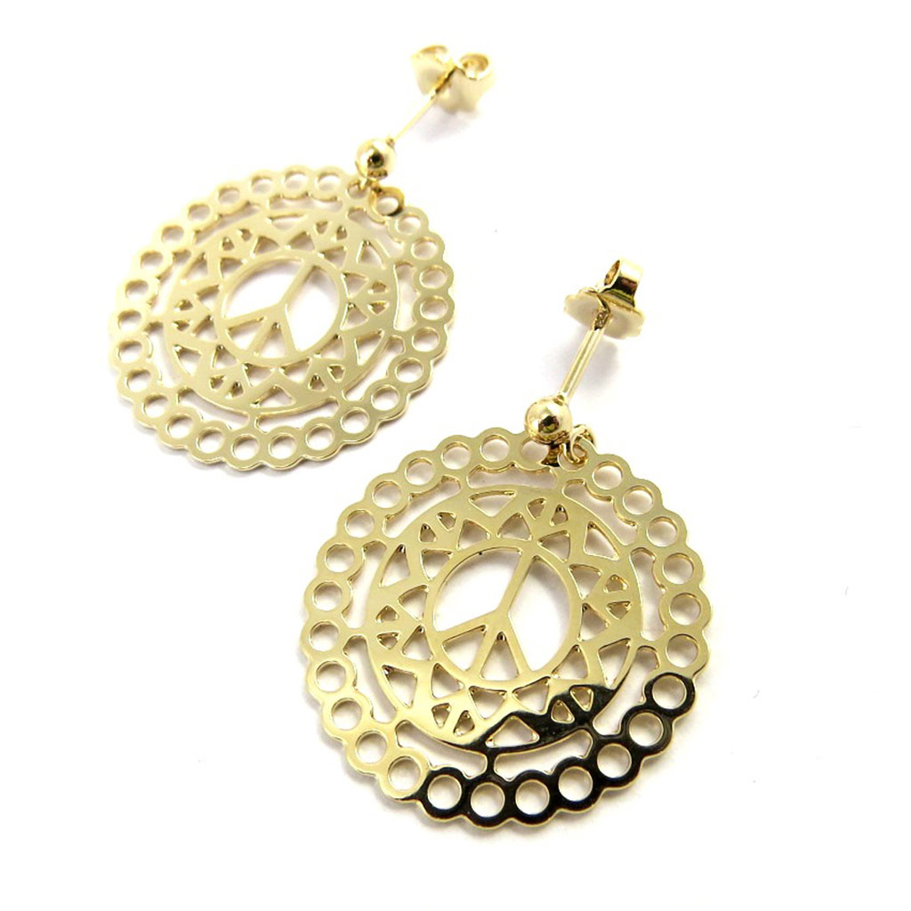Boucles Plaqué Or \'Carmen\' doré (peace) - [M5904]
