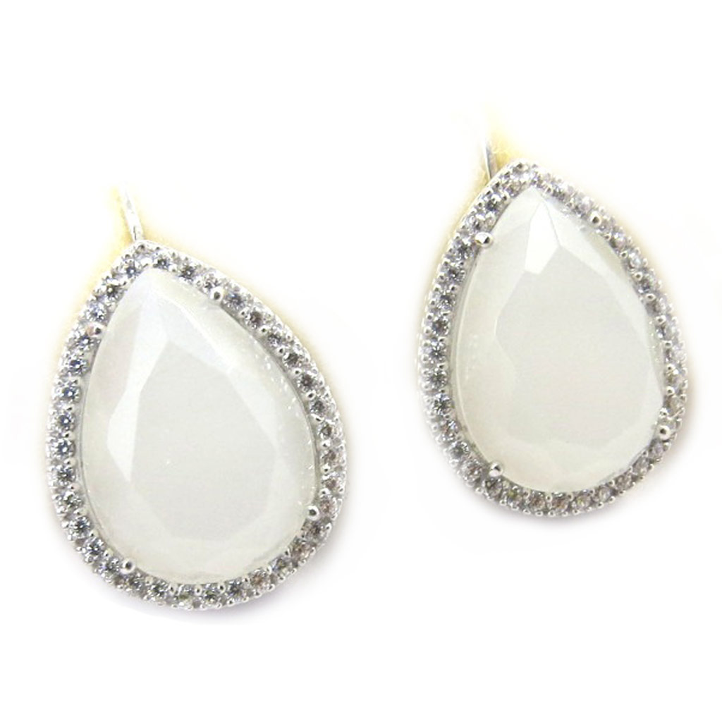 Boucles Argent \'Sissi\' blanc - [M5911]