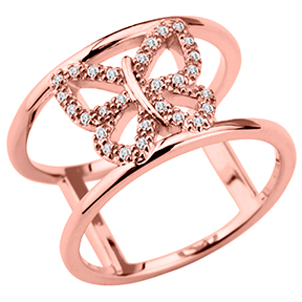 Bague plaqué or \'Papillon\' doré rosé - [M7239]
