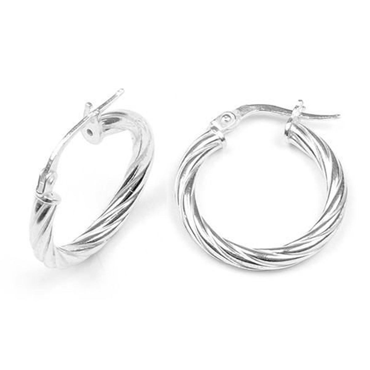 Créoles Argent \'Torsades\' argenté (rhodié) -25x3 mm - [M8965]