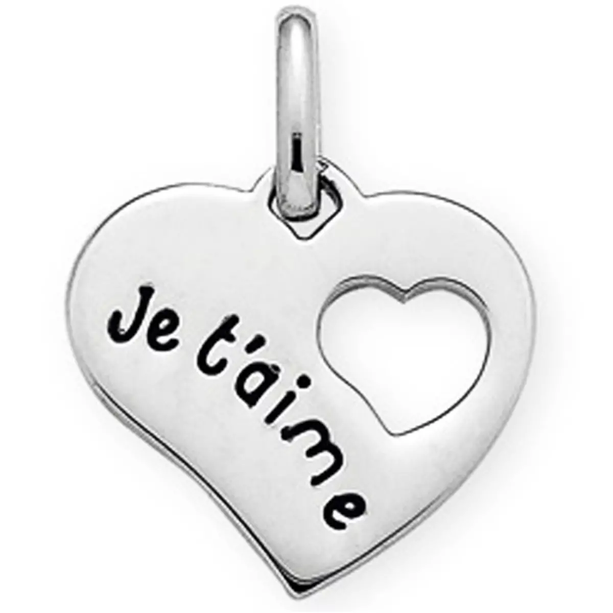 les trésors de lily Pendentif Argent 'Je t'Aime' noir argenté [N1209]