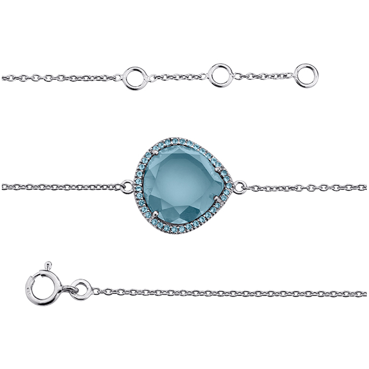 Bracelet Argent \'Sissi\' bleu argenté - [N3288]