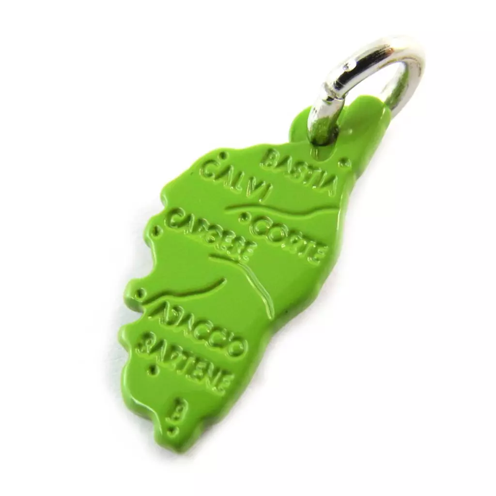 les trésors de lily Pendentif Argent 'Corsica' vert Corse (15x7 mm) [N3359]