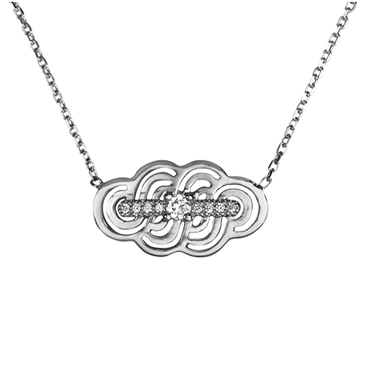 Collier Argent \'Noeud Marin\' Blanc (rhodié) - [N8002]