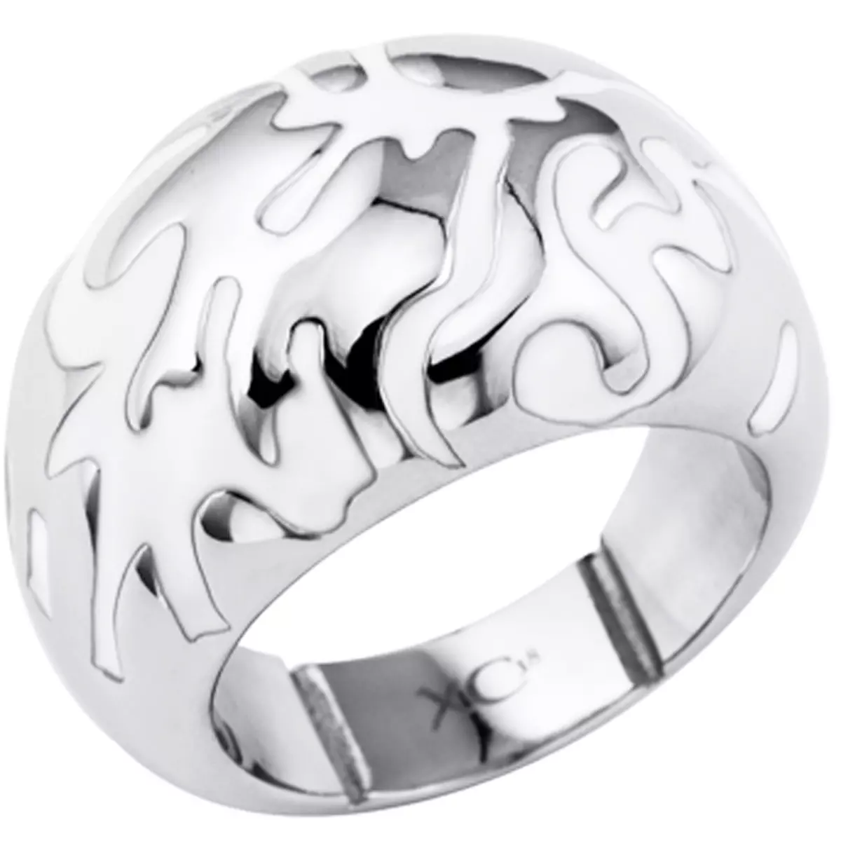 les trésors de lily Bague acier 'Calypso' blanc argenté [N8012]