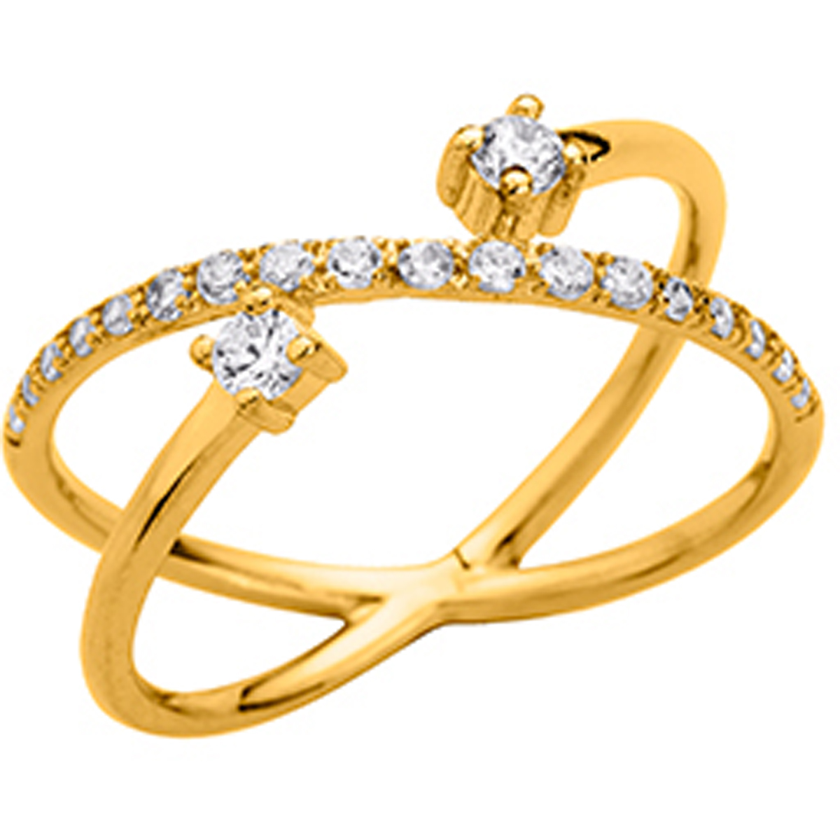 Bague plaqué or \'Sissi\' blanc doré - [N9229]