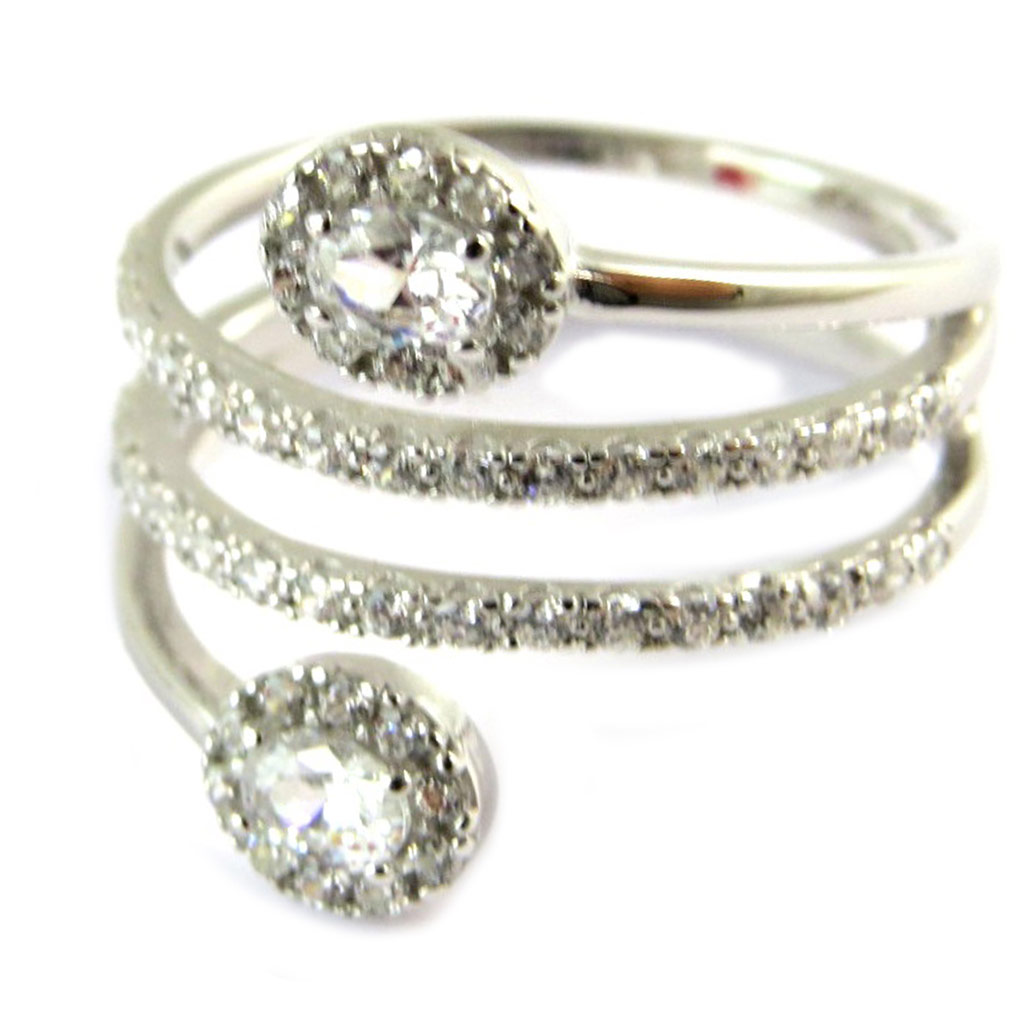 Bague Argent \'Scarlett\' blanc (rhodié) - [P0591]
