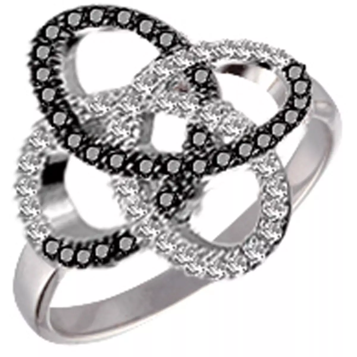les trésors de lily Bague Argent 'Sissi' noir blanc (rhodié) [P0752]