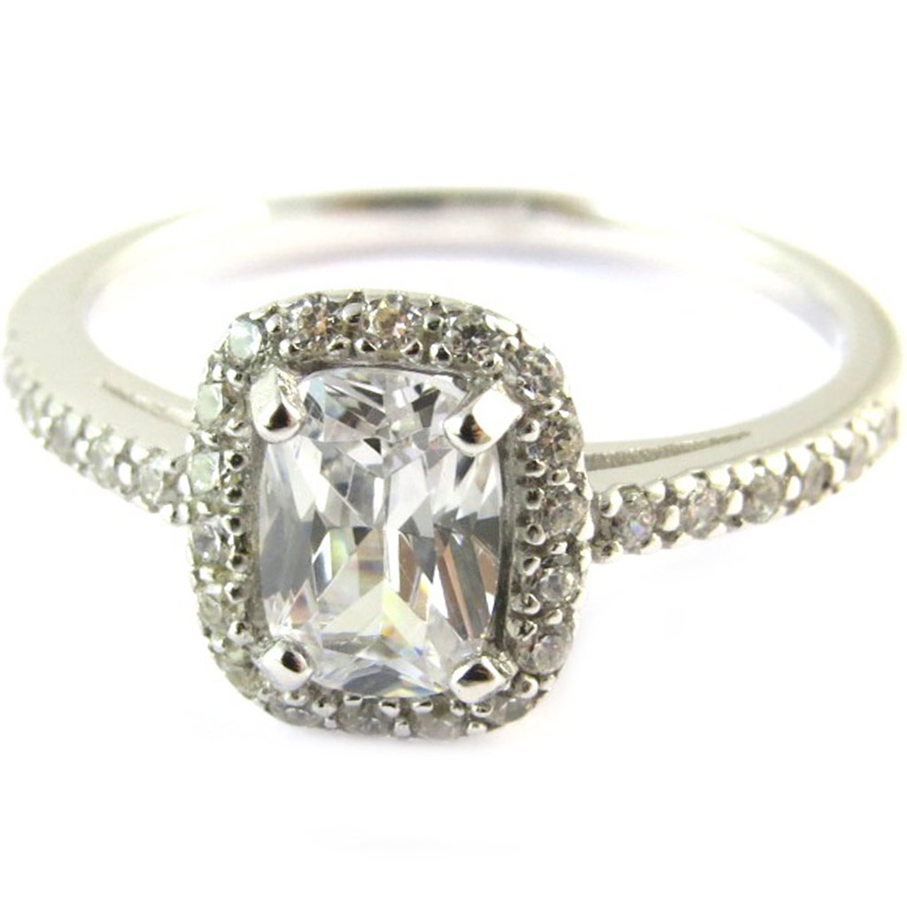 Bague Argent \'Sissi\' blanc (rhodié) - [P0759]
