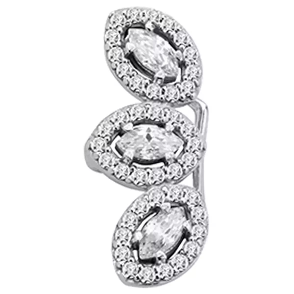 les trésors de lily Boucle bague oreille argent 'Sissi' blanc argenté [P2217]