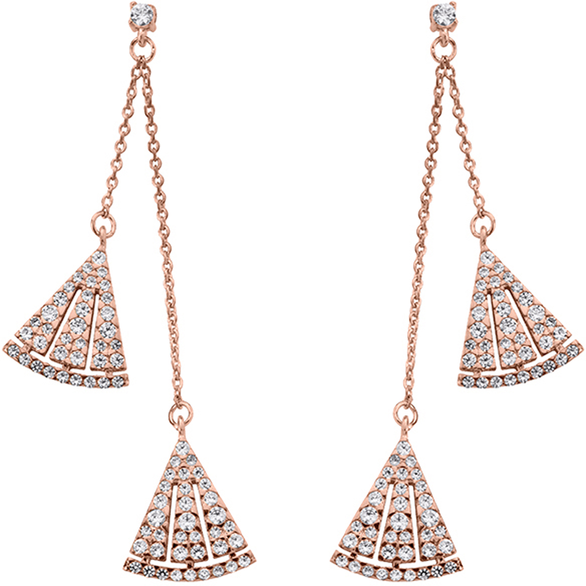 Boucles plaqué or \'Sissi\' doré rosé - 47x10 mm - [P2613]