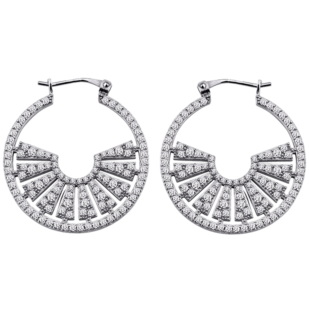 Créoles argent \'Sissi\' blanc argenté (rhodié) - 25 mm - [P5991]