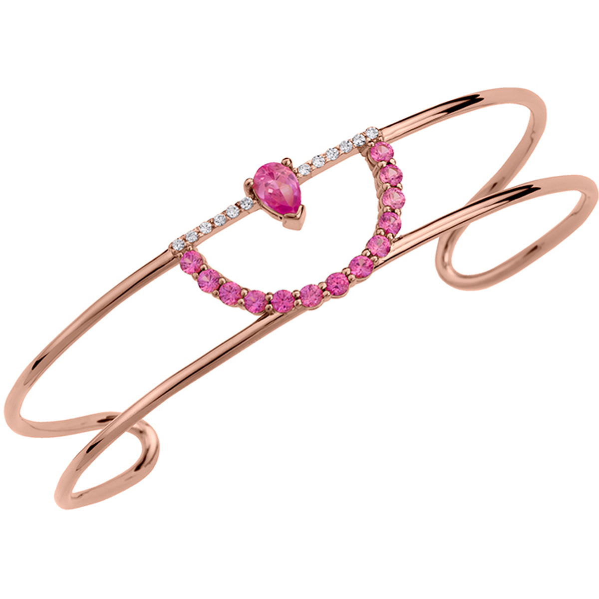 Bracelet Plaqué Or \'Scarlett\' rose doré  - 14 mm - [Q1128]