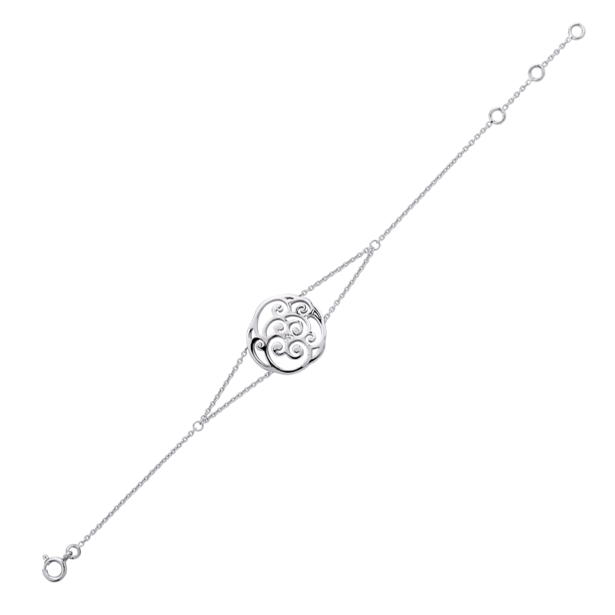 Bracelet Argent \'Flora\' blanc argenté (rhodié) - 19x18 mm - [Q3468]